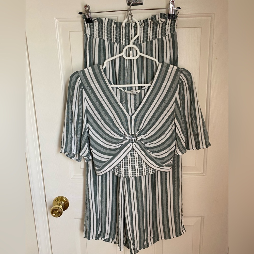American Eagle Green Striped Matching Set